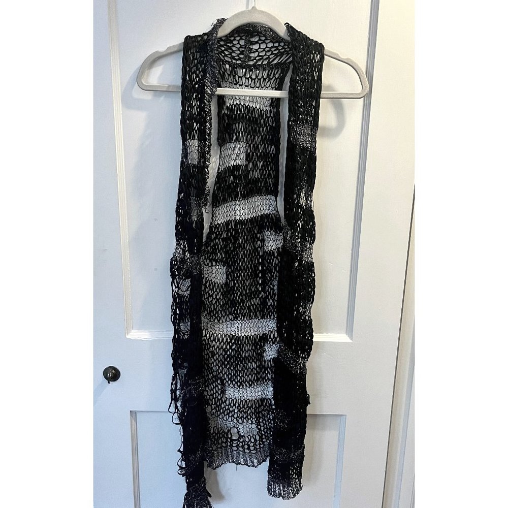 Isabel Benenato (s/s) 2014 Oversized Knit / Crochet Long Open Front Vest / Cover